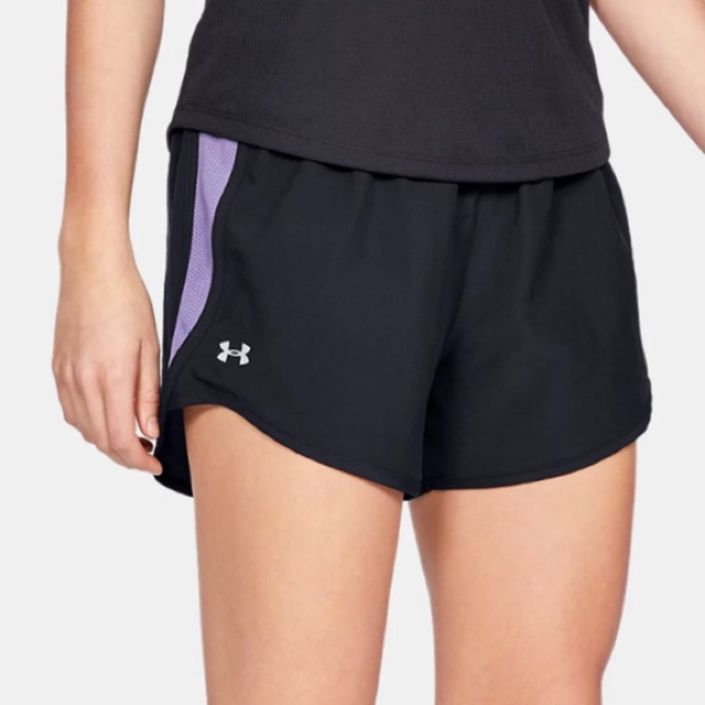NWT Under Armour Speed Stride Athletic Shorts Black/Purple